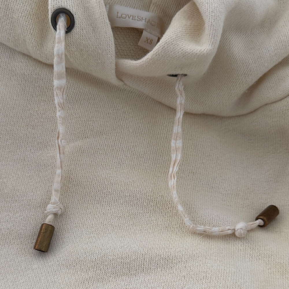 Loveshackfancy Pale Yellow Knit Drawstring Hoodie - image 2